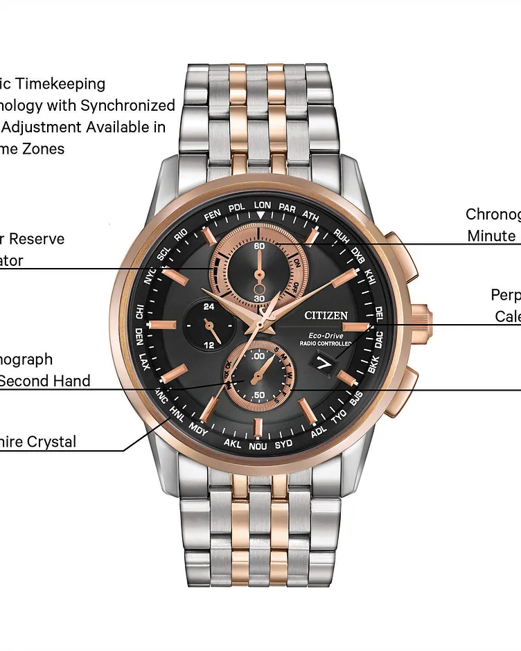 World Chronograph A-T - Men's Eco-Drive AT8116-57E Date Watch World Chronograph A-T - Men's Eco-Drive AT8116-57E Date Watch